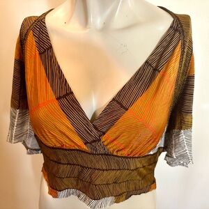 BCBG Maxazria Multicolor V-Neck Women's Crop Top